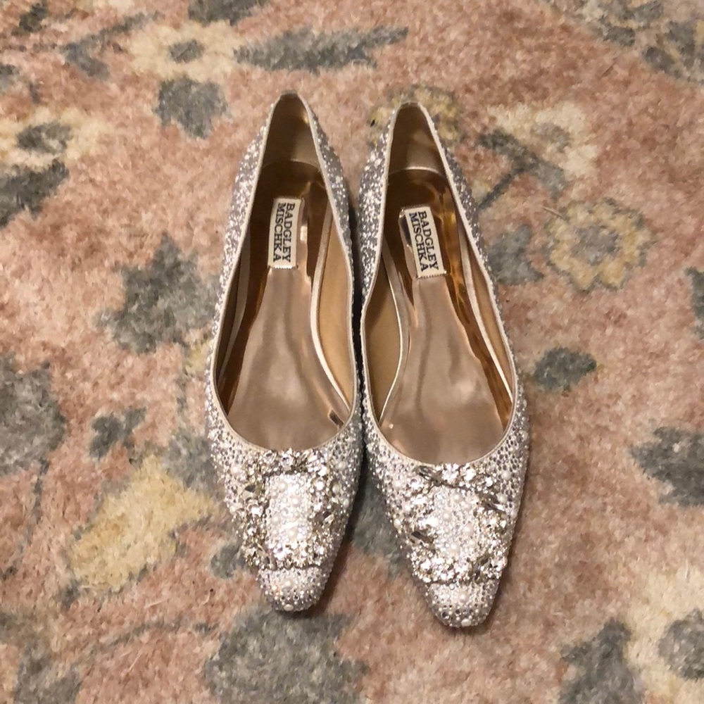 Badgley Mischka embellished bridal flats